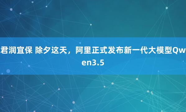 君润宜保 除夕这天，阿里正式发布新一代大模型Qwen3.5