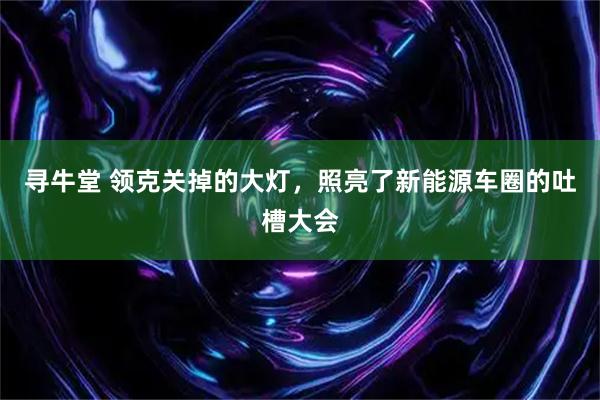 寻牛堂 领克关掉的大灯，照亮了新能源车圈的吐槽大会