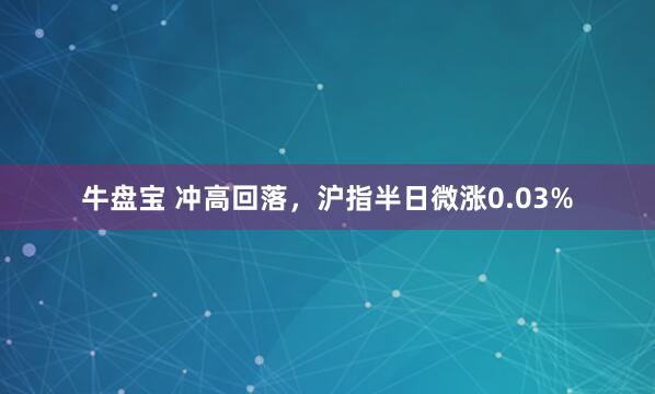 牛盘宝 冲高回落，沪指半日微涨0.03%